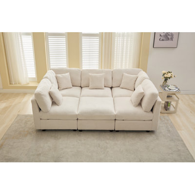 6-piece Corduroy Sleeper Sectional