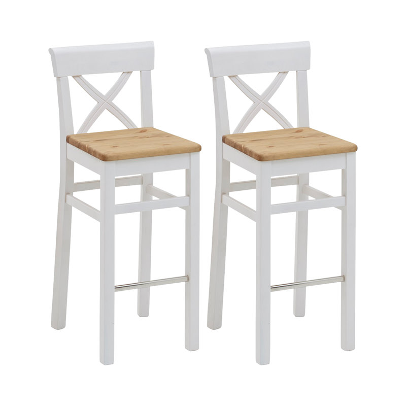 Polebridge Solid Wood Counter Stool, White, Leach-coloured