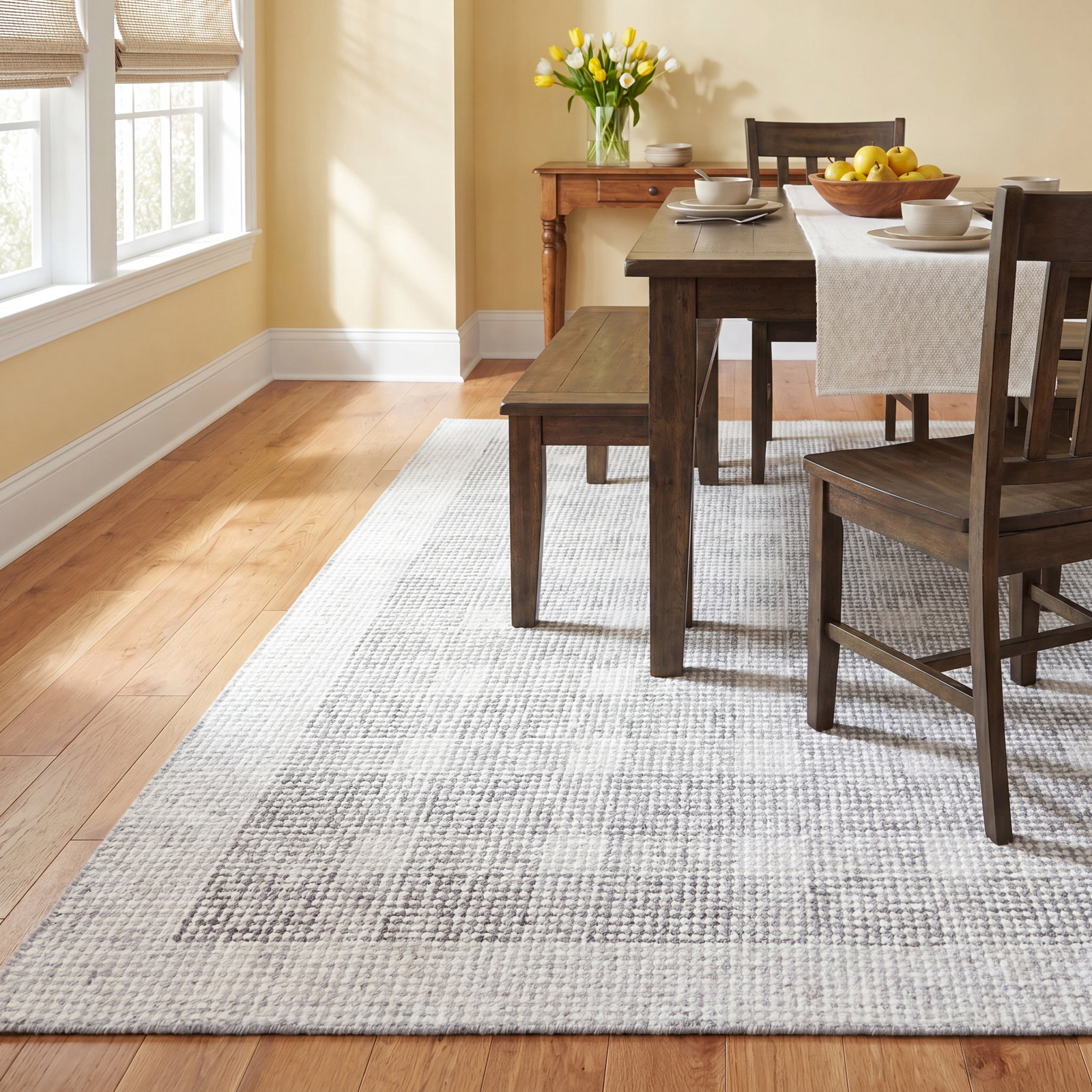 Holland Gray Hand-Tufted Geometric Wool Rug, Rectangle 7'9"X9'9"