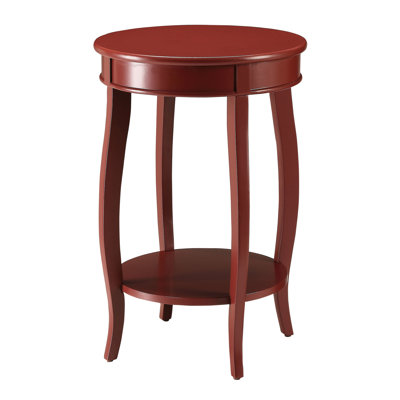 Red Side Table With Storage - Blends Seamlessly Decor Crafted From Wood Wooden Bottom Shelf Exudes Grace And Class Built To Last Long-Term