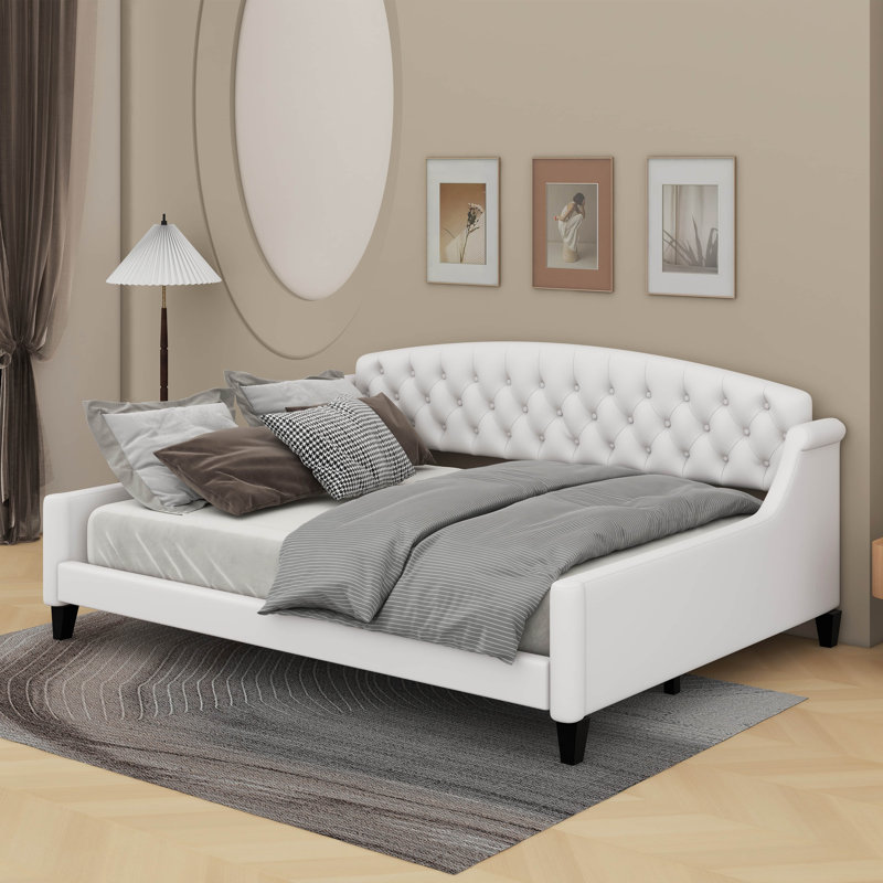 Full Size Modern Luxury Tufted Button Daybed, Beige