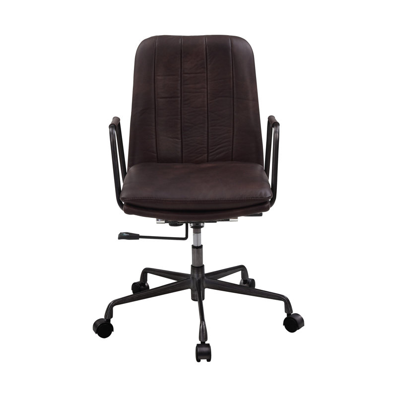High-Back Mars Leather Executive Swivel Office Chair with Metal Accents
