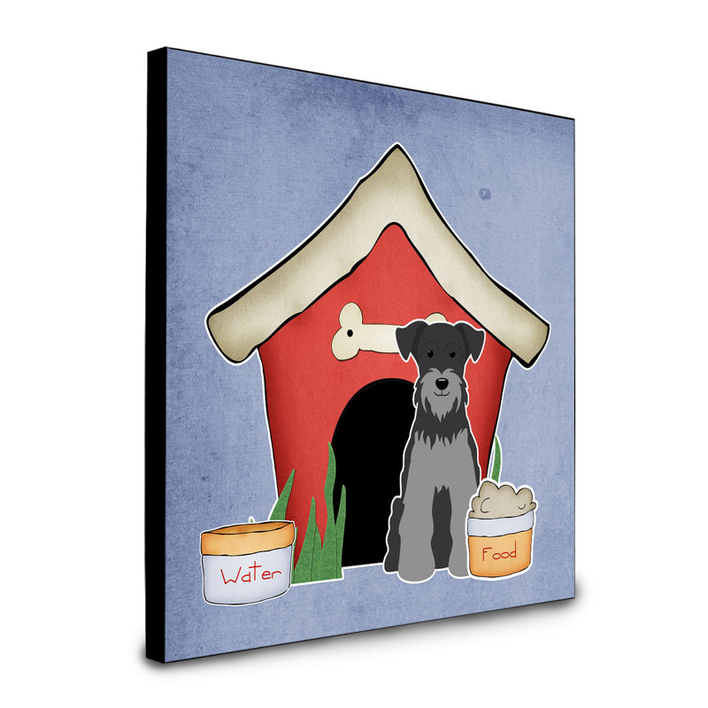 Panneau mural d’art collection dog house Scarvinia, Schnauzer miniature noir / argent