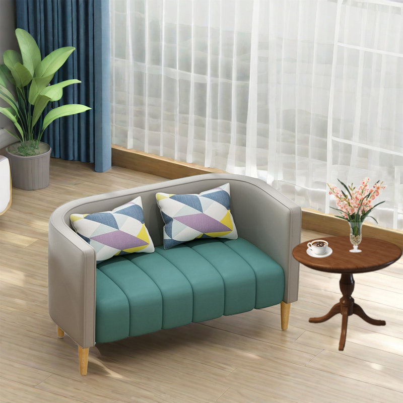 Banc rembourré en similicuir, Grey/Teal