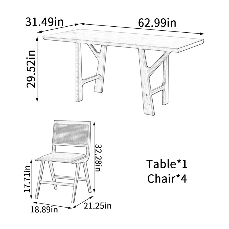 Table de salle à manger Creative Branch, H 29,52 po x L 62,99 po x l 31,49 po