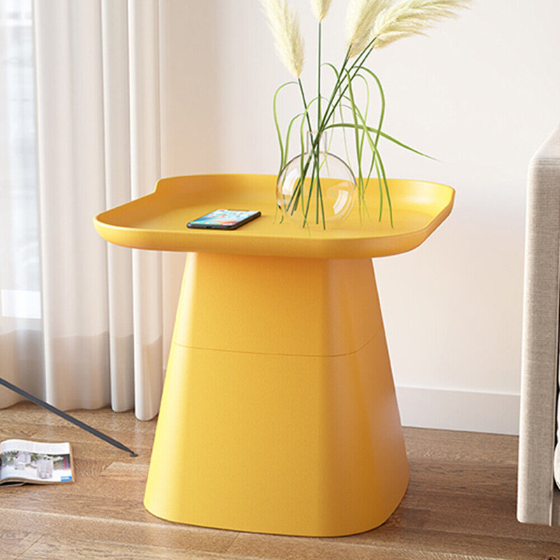 Table d'appoint carrée pour table basse moderne, Jaune, H 15,7 po x l 18,9 po x P 18,9 po