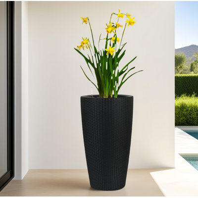 23 po Ensemble de pots à fleurs en rotin H avec système d'auto-arrosage (paquet de 2)