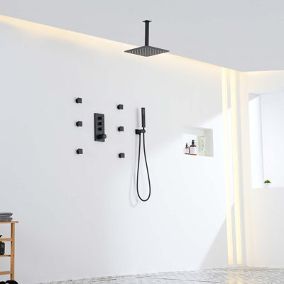 3-Functions 12" Ceiling-Mounted Thermostatic Shower System