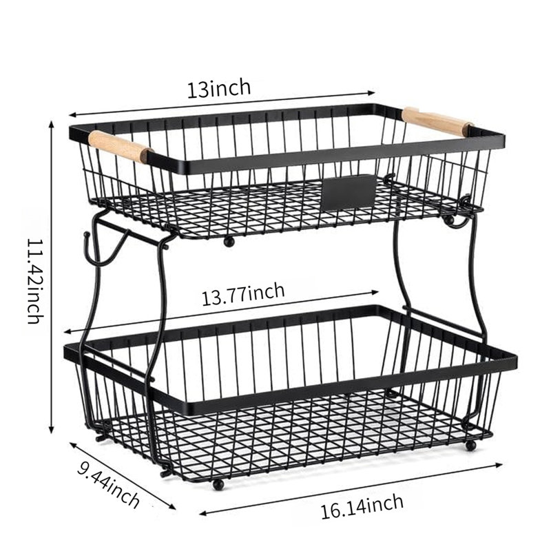 Panier métallique à 2 niveaux pour fruits et légumes détachable