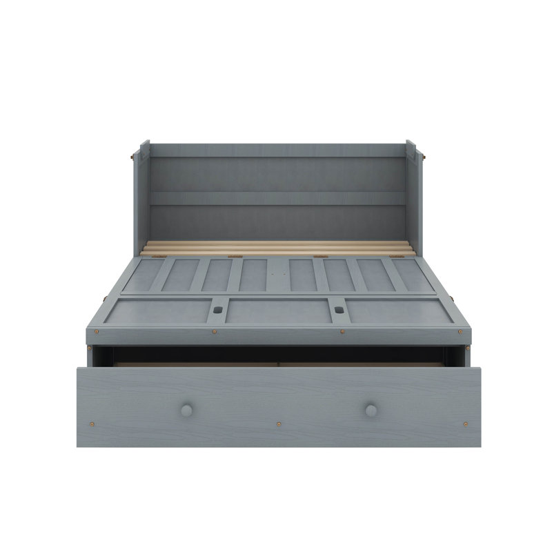 Lit escamotable avec port USB et tiroir, Grey, Lit double