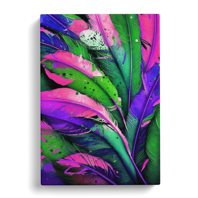 XV1022-4079X Splashed Feathers No.4 Abstract - Print, Wrapped Canvas, 50cm H x 35cm W, No Matte