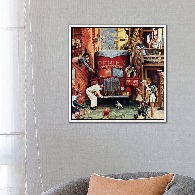 Road Block by Norman Rockwell - Gallery-Wrapped Canvas Giclée on Canvas, Classic Wood, 66.04 cm H x 66.04 cm W