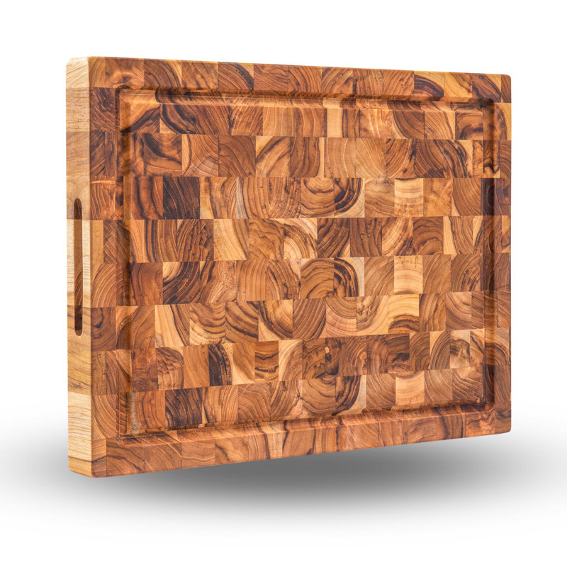 BEEFURNI Teak Wood End Grain Cutting Board, 23" L x 17" W