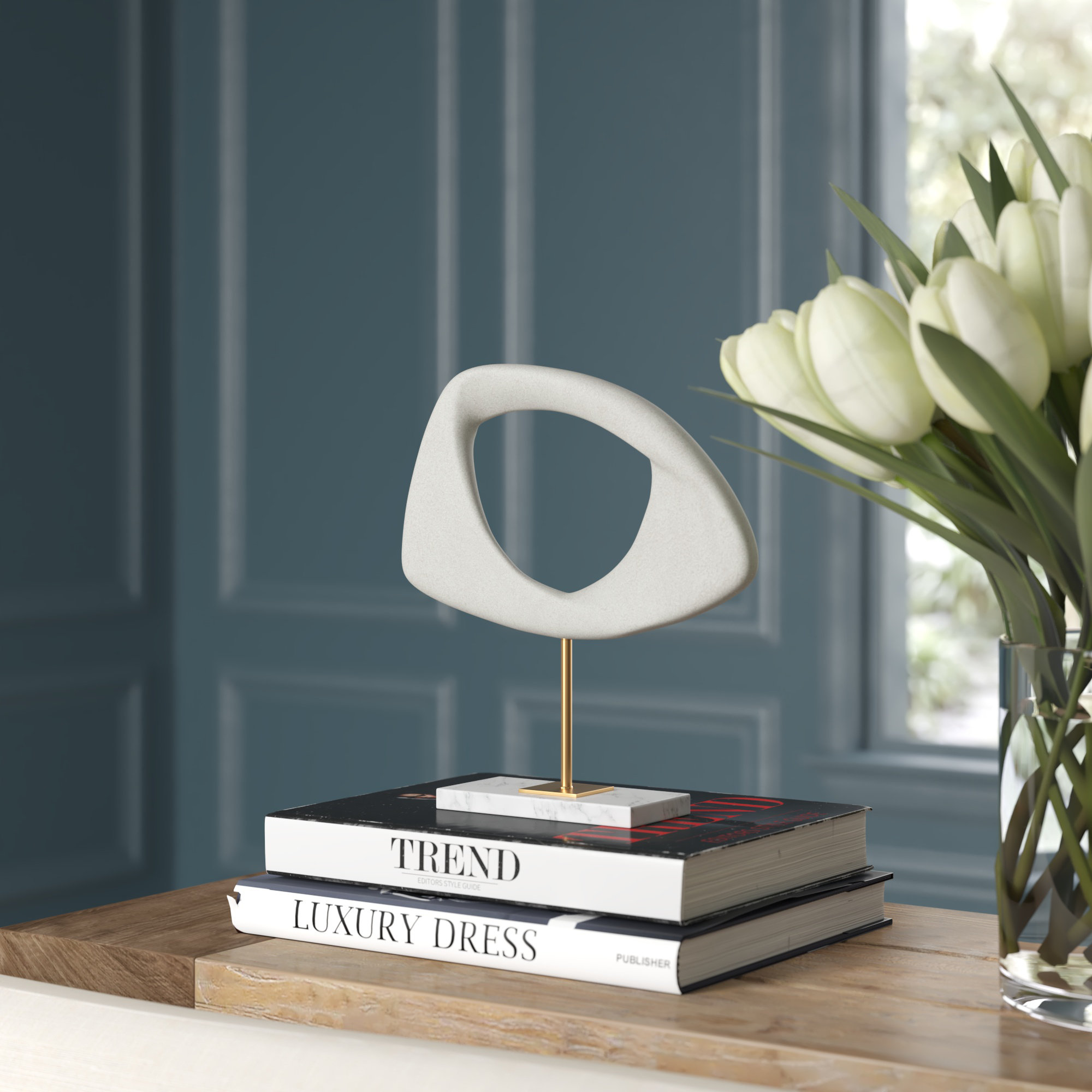 Greyleigh™ Polystone CutOut Abstract Decorative Sculpture with Marble