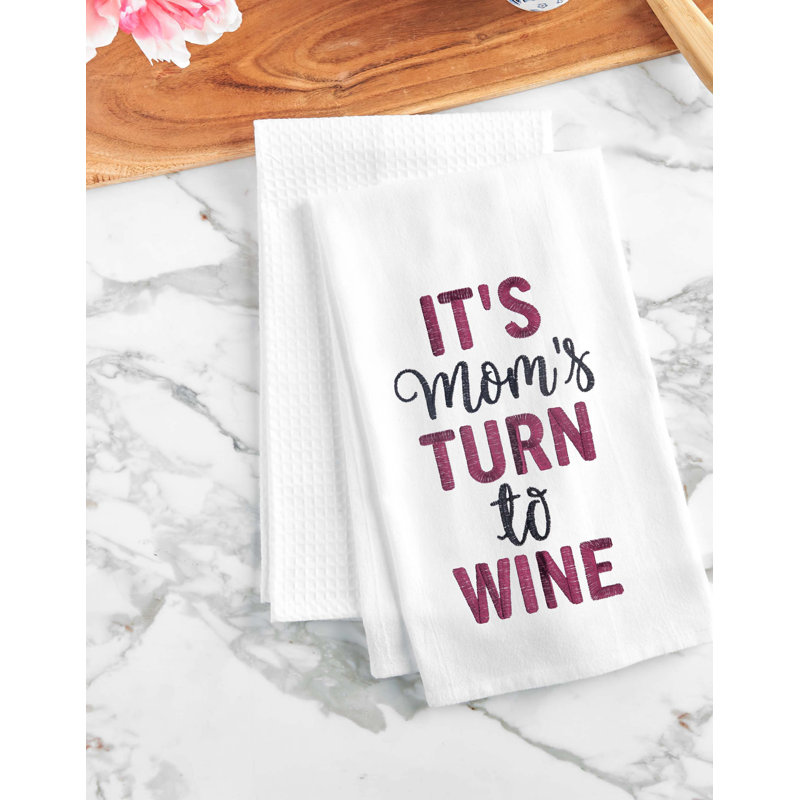 Torchon de cuisine 18 "x 27" Mom's Turn To Wine