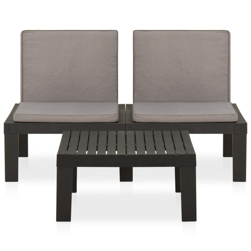 Méridienne 2 pièces avec coussins, Noir, Gris