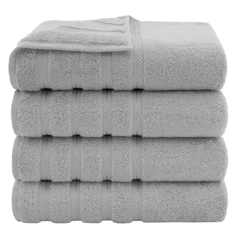 Edison 100% Turkish Cotton Quick-Drying Bath Towels (Set of 4), Rockridge Gray