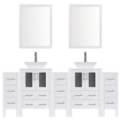 106.25'' Double Bathroom Vanity with Stone Top