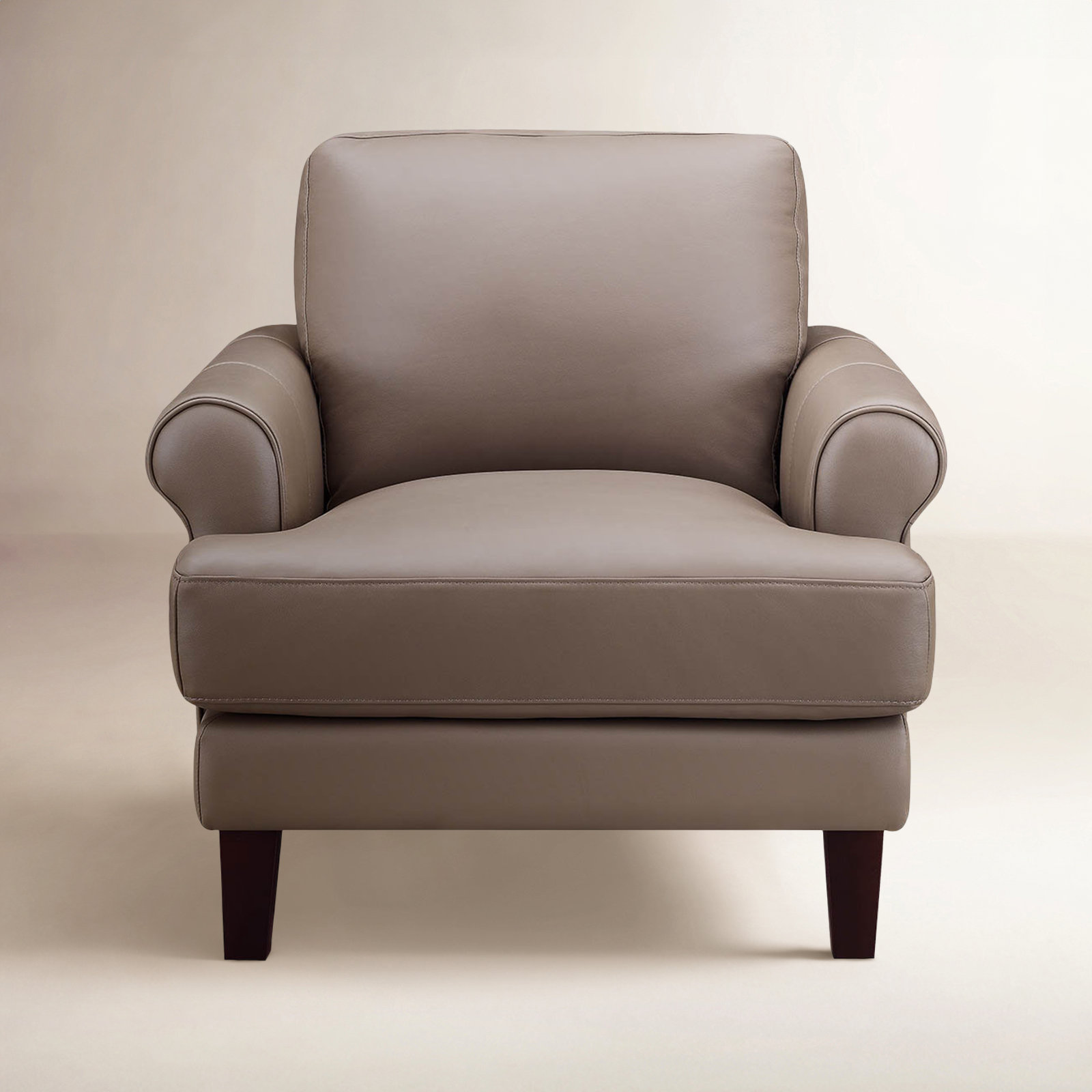 Maybell Genuine Leather Accent Chair, Maybell Dawn Ash Brown Genuine Leather