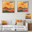 «Orange Atomic Sunset Horizon», art mural encadré paysage panoramique-132476545-132476546
