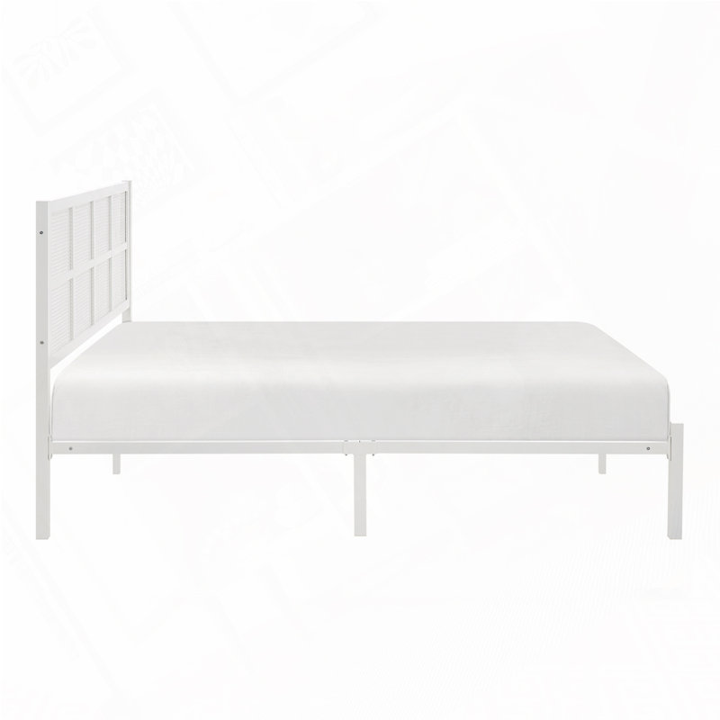 Lit plateforme en métal, White, Très grand