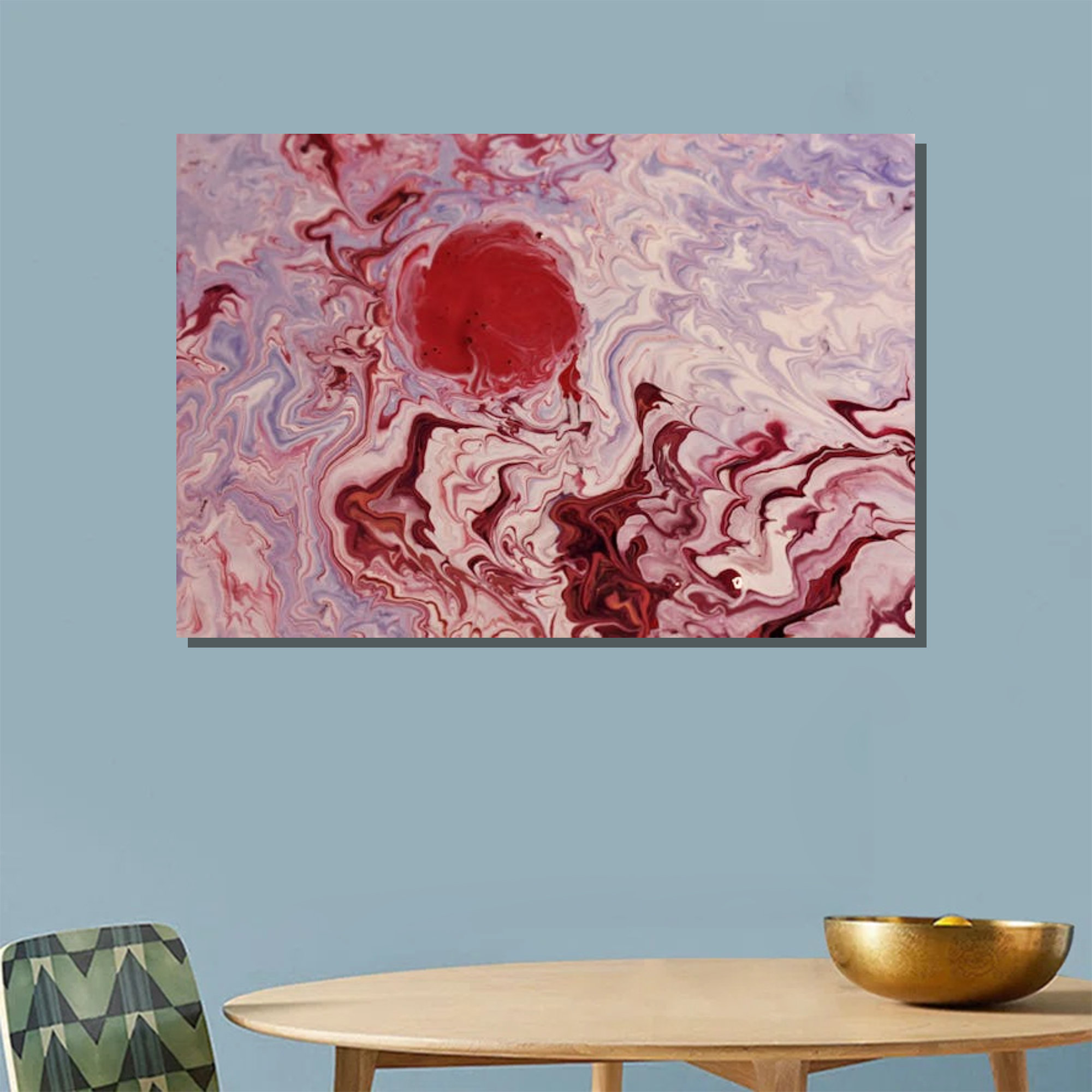 Wrought Studio™ Abstract Fluid Art with Red Accent for Bold Decor | Wayfair