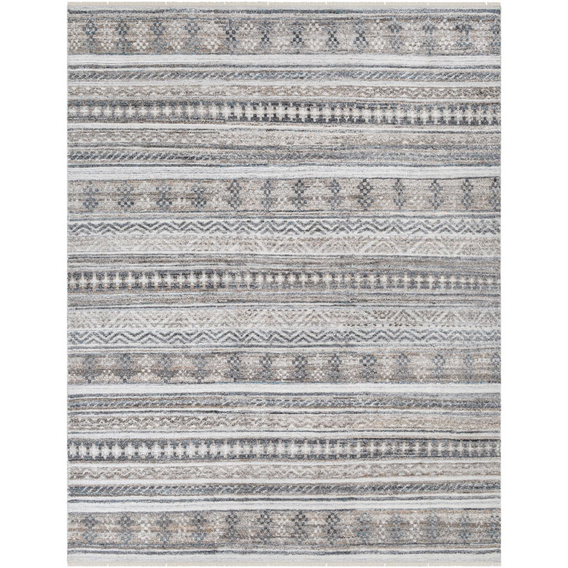 Tapis ivoire / gris moyen Nellie, Rectangle de 10 pi x 14 pi