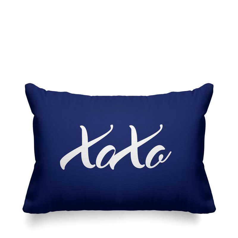 Housse et insert de coussin rectangulaire Asox Xoxo, Bleu marine