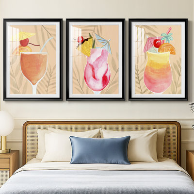 Tropical Cocktail I  -Custom Framed  Premium Print W Matt - 3 Pieces