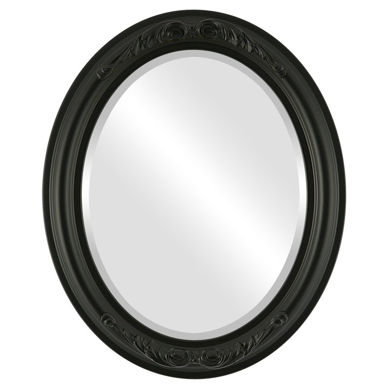 Miroir décoratif ovale encadré Winfrey, H 39 po x l 27 po, Noir mat