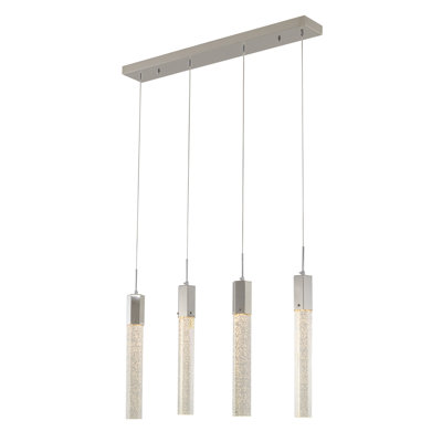 4-Light Chrome Island Lighting With Clear Bubble Crystals