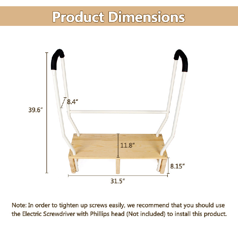 Bed Rail For Elderly Step Stool With Handle Adults Bed Steps For High Beds Stepping Stools Bed Assist Rails Safety For Seniors Bedside Wide Step Stool Medical With Handrail Bed Bars Handicap Steps