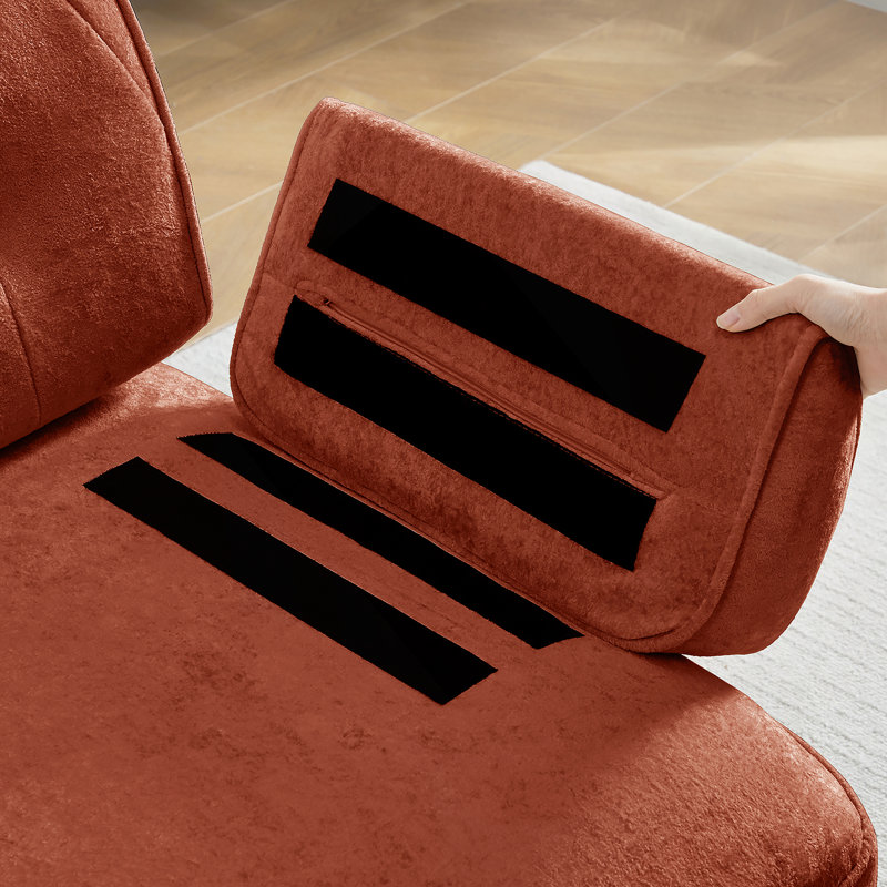 Canapé modulaire 4 places avec 2 repose-pieds en nuage, jupe à pampilles, conception capitonnée, mousse haute densité, base ergonomique en bois, pour les salons et les chambres