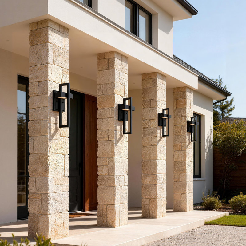 LED Outdoor Wall Sconces (Set of 4), Matte Black