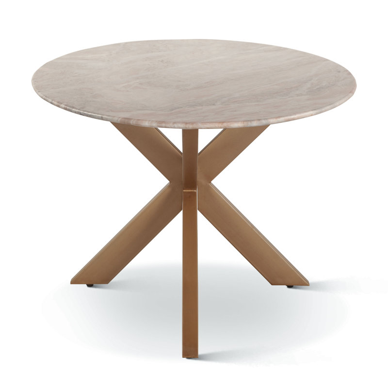 Pasadena 70" Oval Dining Table in Sawar Marble and Iron with Antique Gold Finish, 30”H x 70”L x 39”W