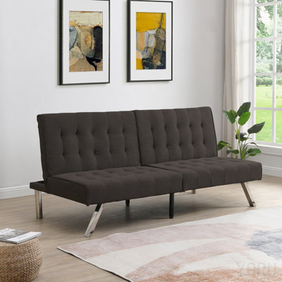 Wood Frame, Stainless Leg, Futon, Sofa Bed Espresso