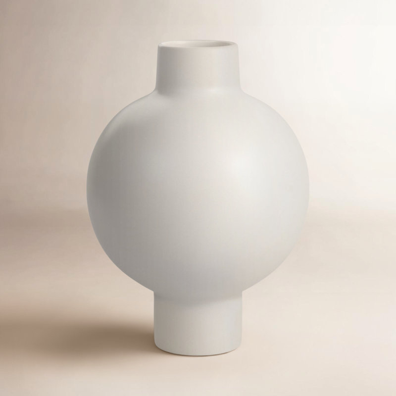 Bronsyn Neutral Round Modern Ceramic Bubble Vase, 11" H x 8" W x 8" D, Cream