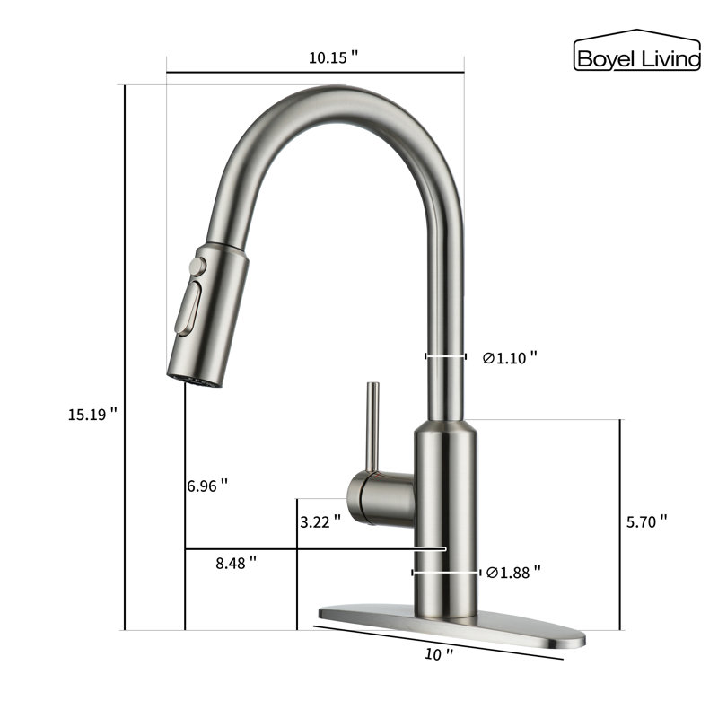 Boyel Living Kitchen Faucet Side Spray, Brushed Nickel