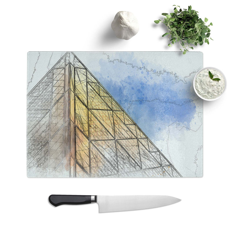 Tempered Glass Architecture Sketch Vol.19 Chopping Board, 28.5 cm W x 20 cm L