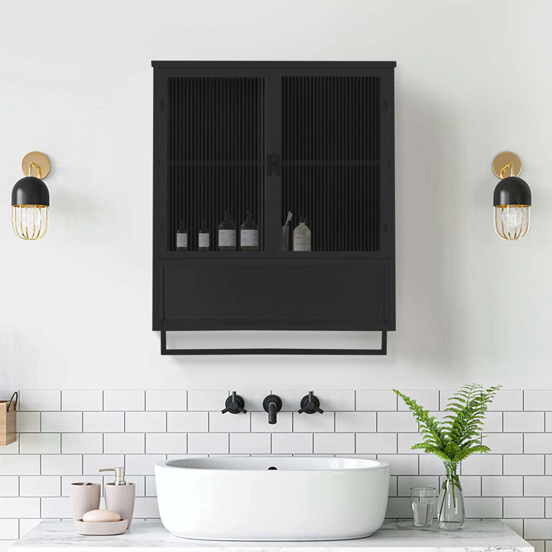 Cleother Iron Bathroom Cabinet, Black