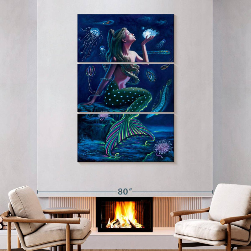 Ashelle sirène bioluminescente, H 74 po x l 48 po