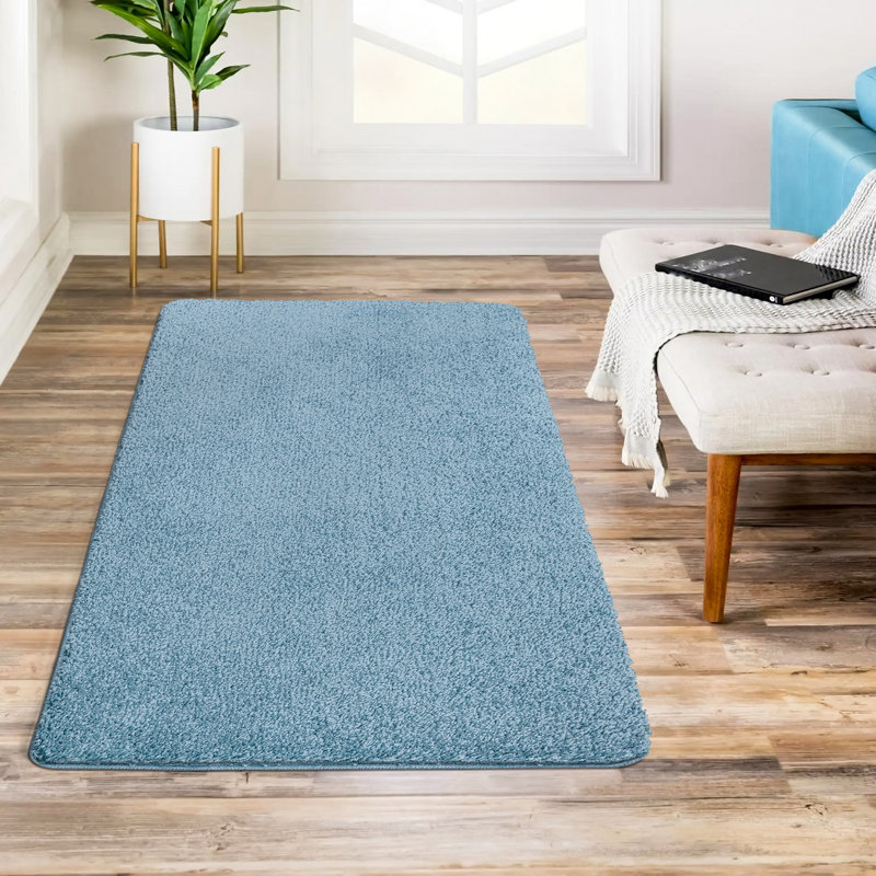Modern Shaggy Rug Soft Fluffy Aqua Carpet Non Slip Large Small Area Rug For Living Room Bedroom Hallway Floor Mat