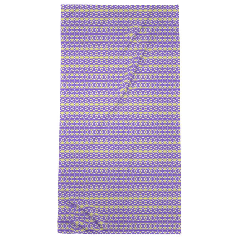 Serviette de bain à losanges géométriques, Mauve/jaune