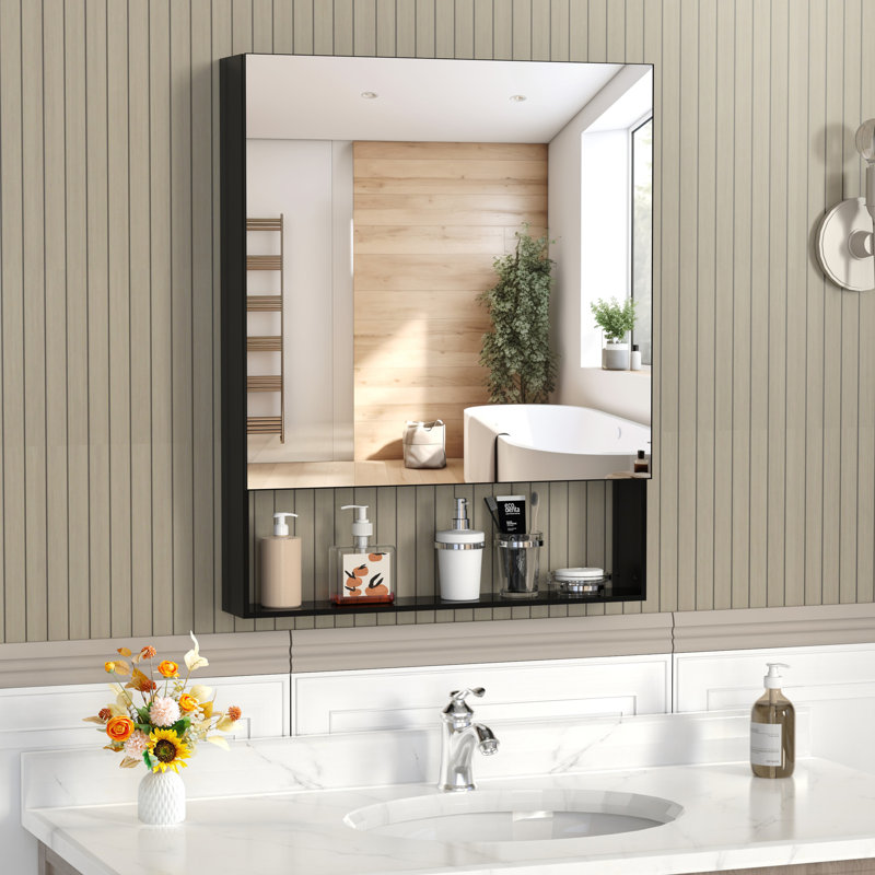 Armoire à pharmacie avec miroir, armoire de salle de bain murale avec rangement