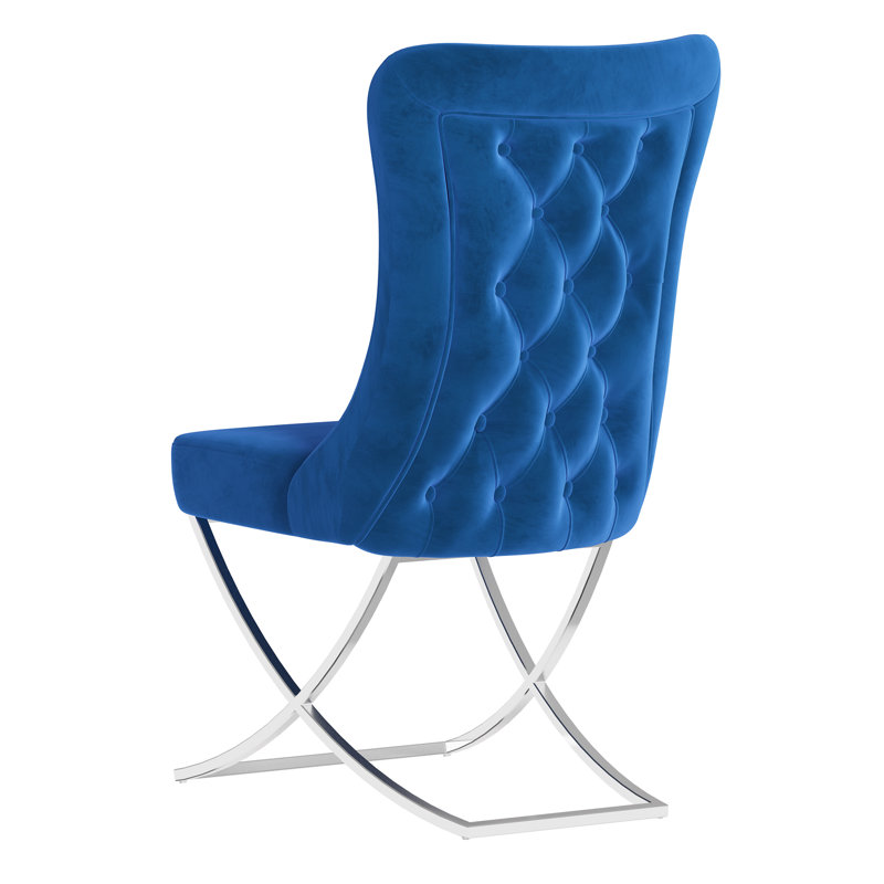 Majestic Blue High Back Microfiber Upholstered Dining Chair Set