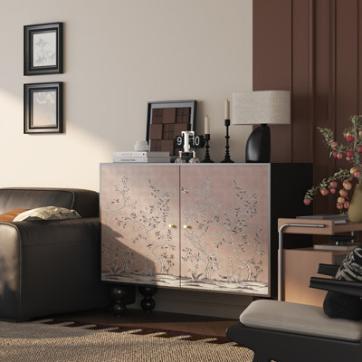 Armoire d'entrée en bois massif avec art floral