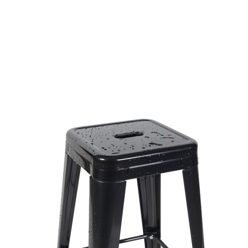  Ensemble de 4 tabourets de comptoir en métal 24 pouces, ensemble de 4 tabourets empilables intérieur / extérieur, Gris, 4