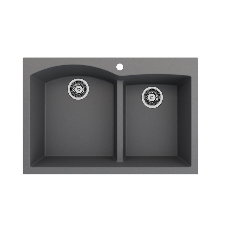 Campino 33'' L Double Basin Kitchen Sink, Concrete Gray