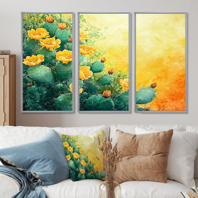 «Modern Cactus Field In Texas - Floral Cactus», ensemble de reproduction d'art mural