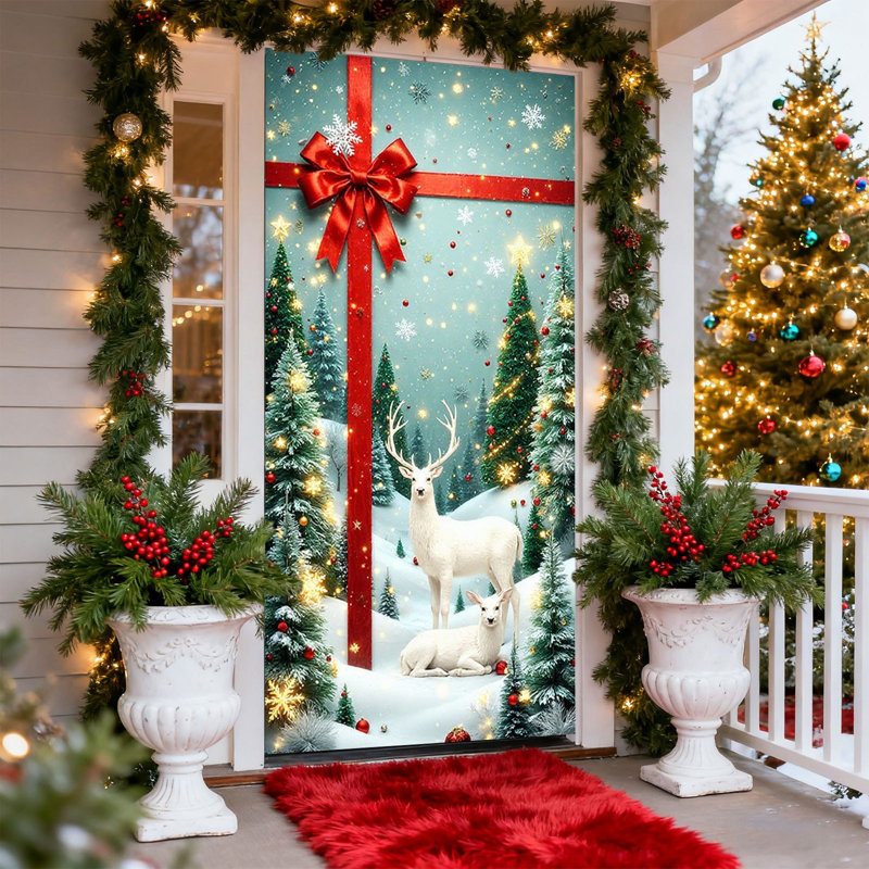 Couvercle de porte de Noël de 35 po x 72 po, Kondieu, E
